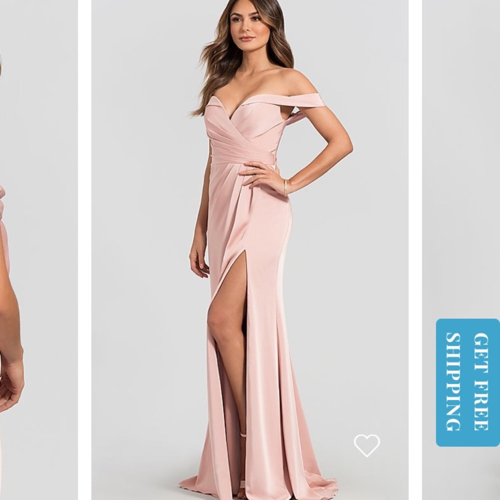 Long formal off-the-shoulder dress with slit